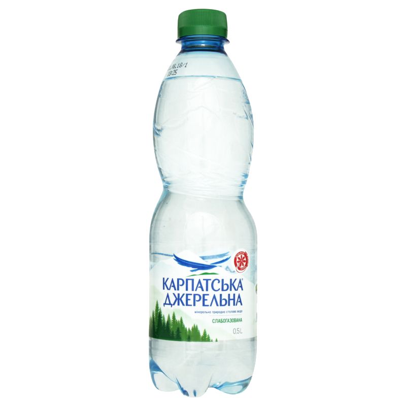 Вода мінеральна КАРПАТСЬКА ДЖЕРЕЛЬНА, слабогазована, 0,5л